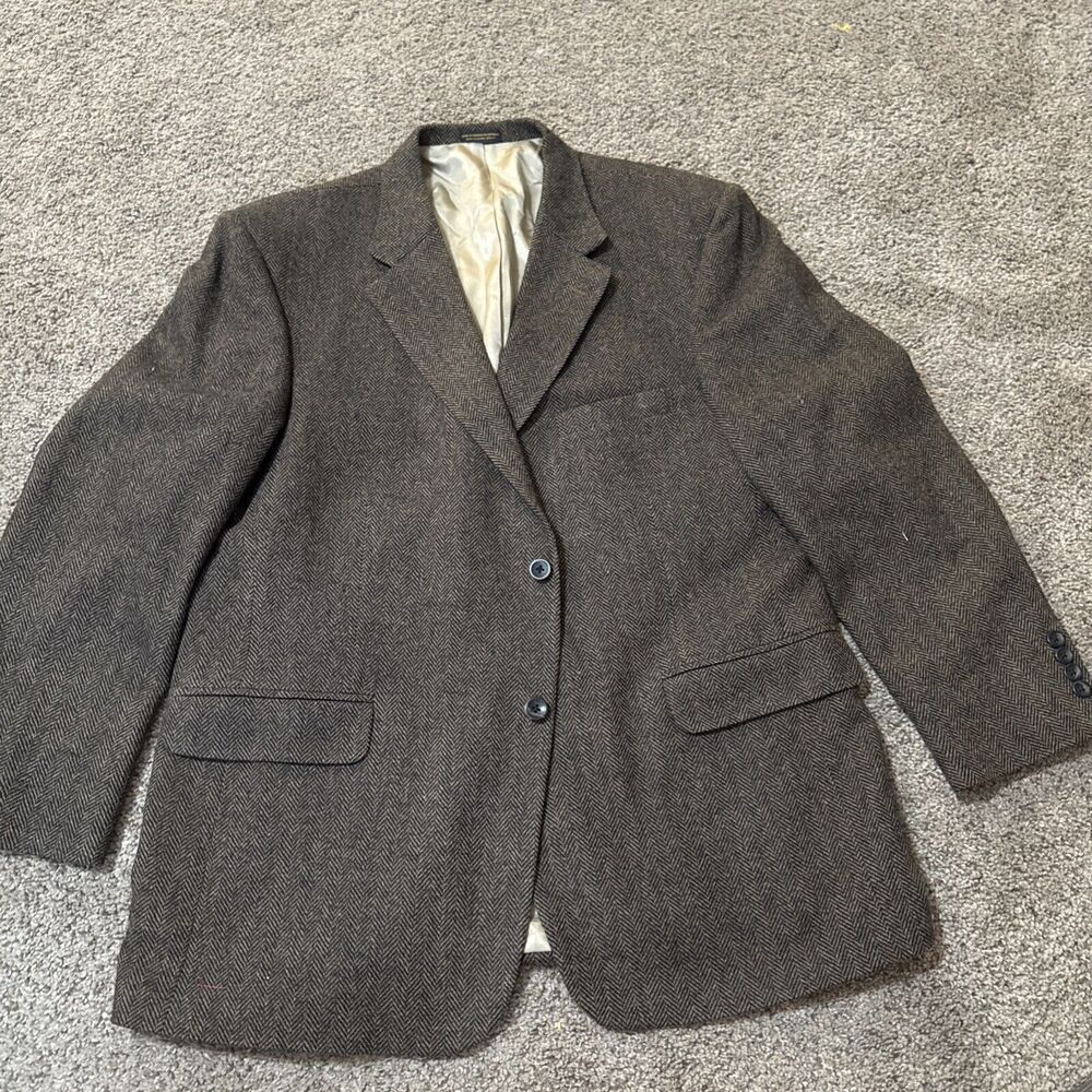 Oscar de la Renta Men's Brown Sport Coat 46R Blazer Jacket Merino Wool Lambswool